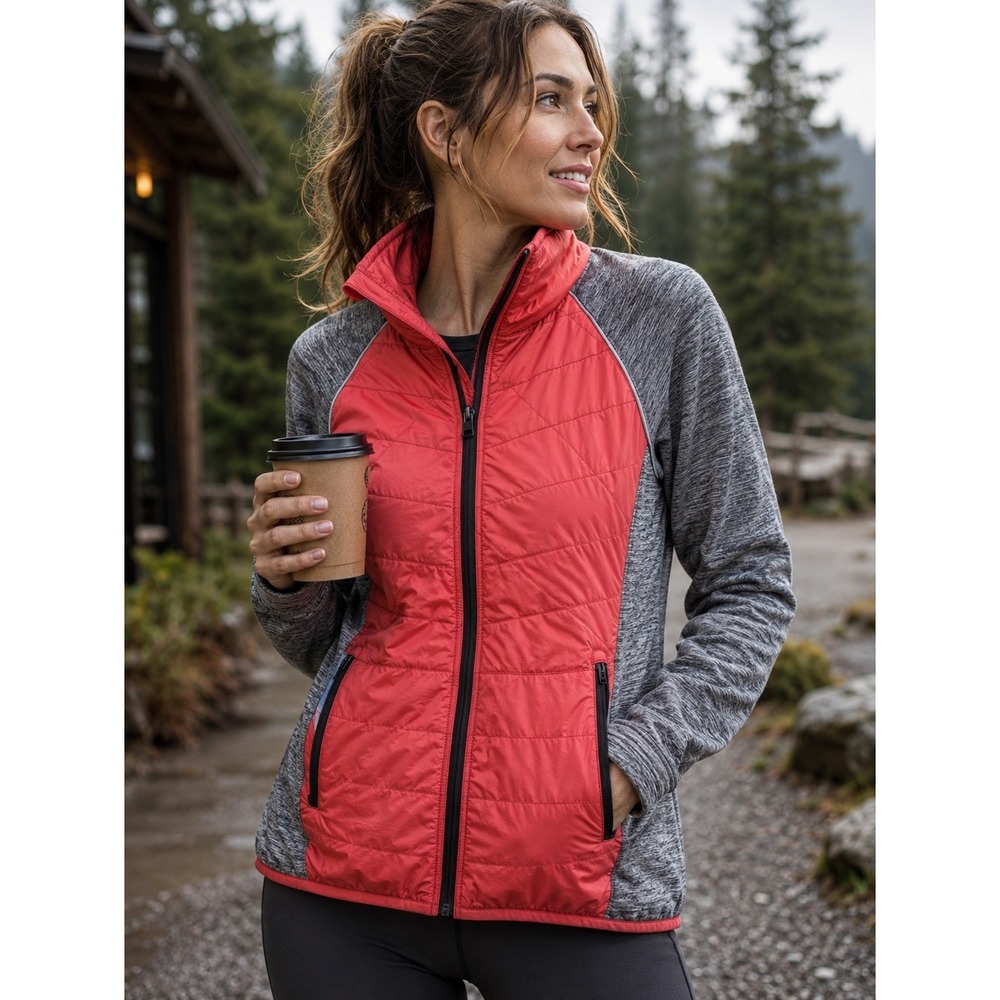 Title Nine Willpower Hybrid Quilted Active Jacket Insulated Coral Gray M